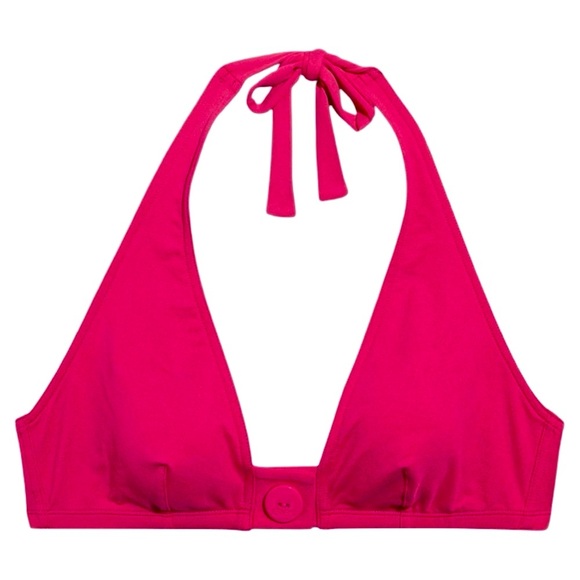 NWT ERES “Pop Roller” Button Detailed Halter Bikini Top Full Cup “Bubble” Pink - Picture 2 of 16